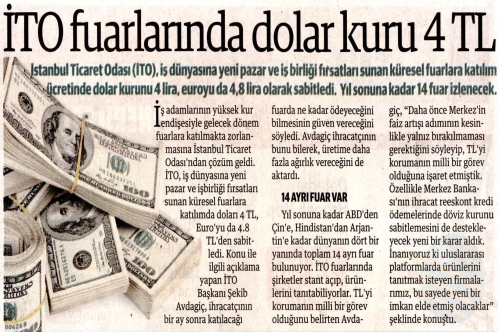 İTO fuarlarında dolar kuru 4 TL