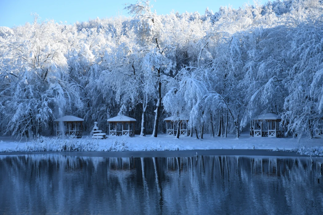 Düzce Korugöl Tabiat Parkı karla kaplandı