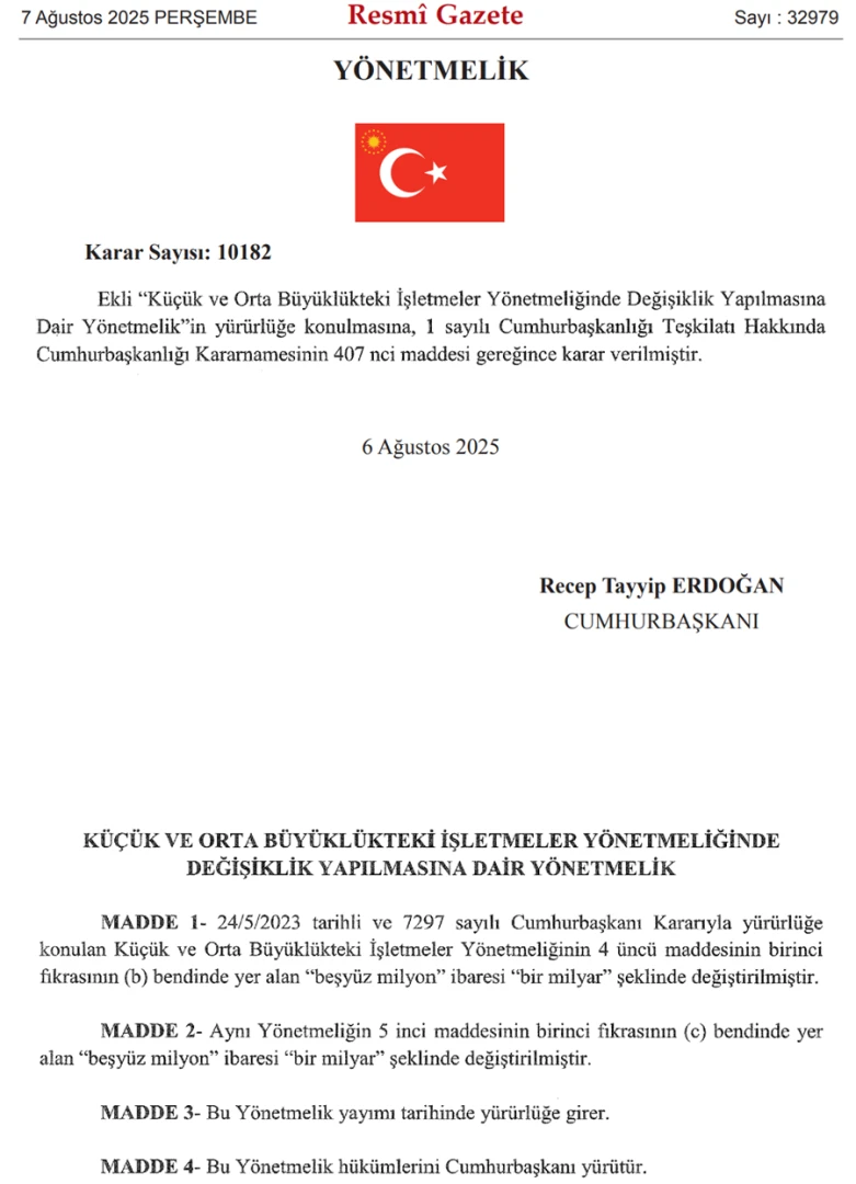 Resmi Gazete’de yayımlandı: KOBİ tanımı güncellendi