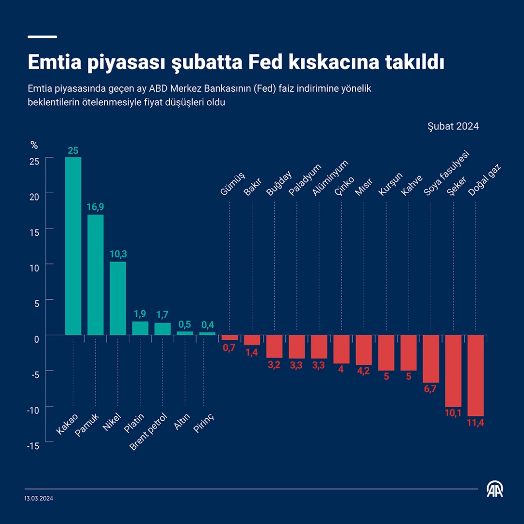 Emtia piyasası şubatta Fed kıskacına takıldı