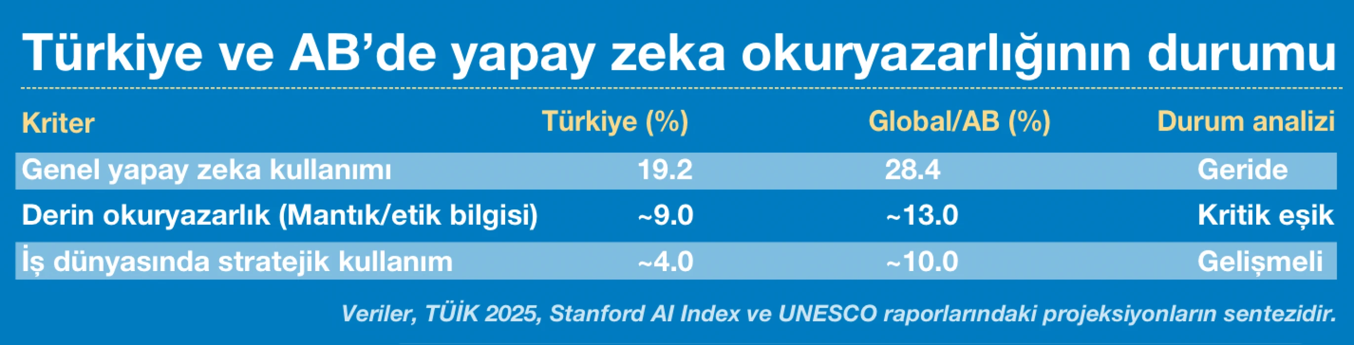 Yapay zeka okuryazarlığı düşükse rekabet de zayıflıyor