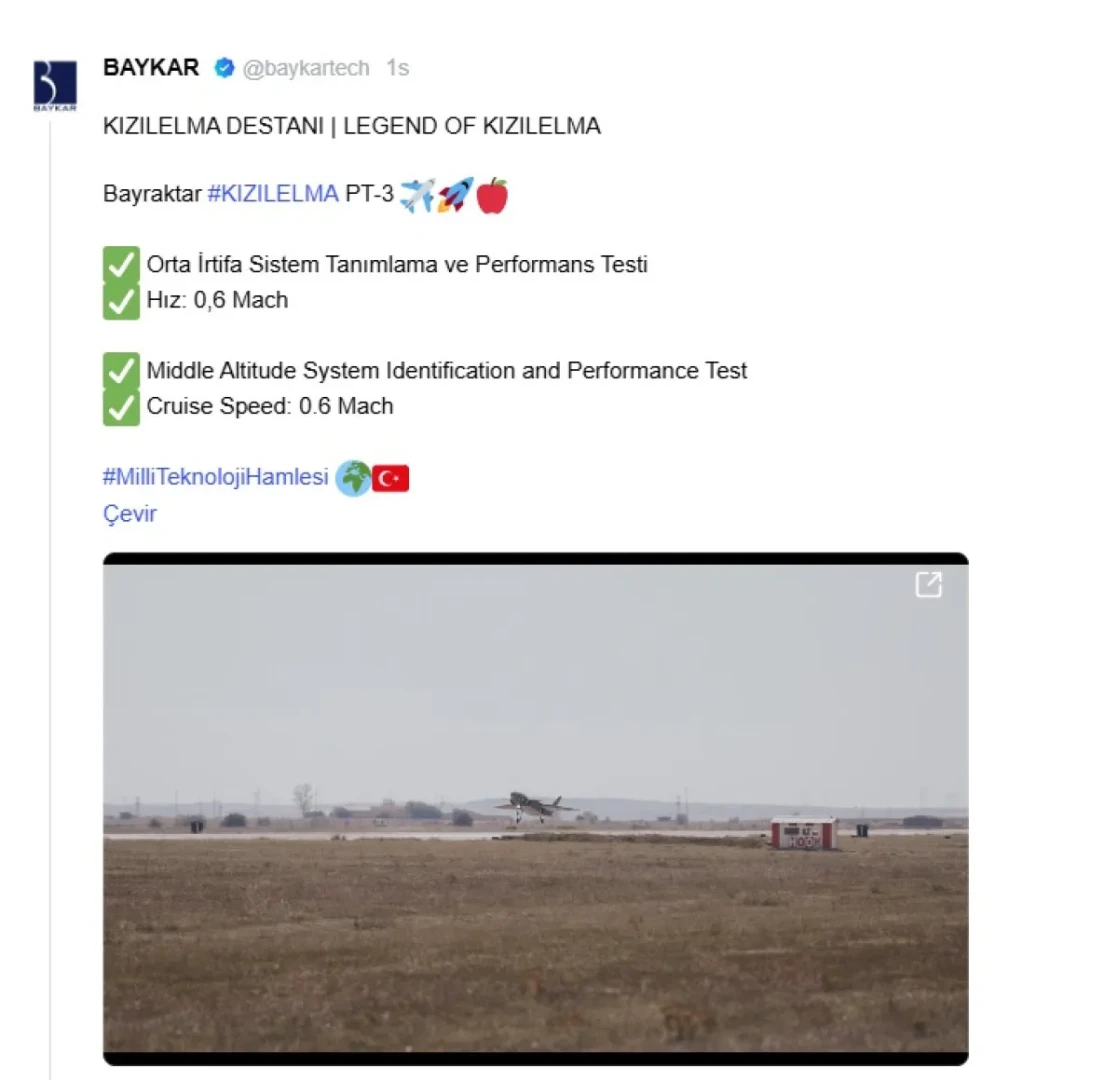 KIZILELMA kritik testi başarıyla tamamladı: Ses hızının yarısını aştı