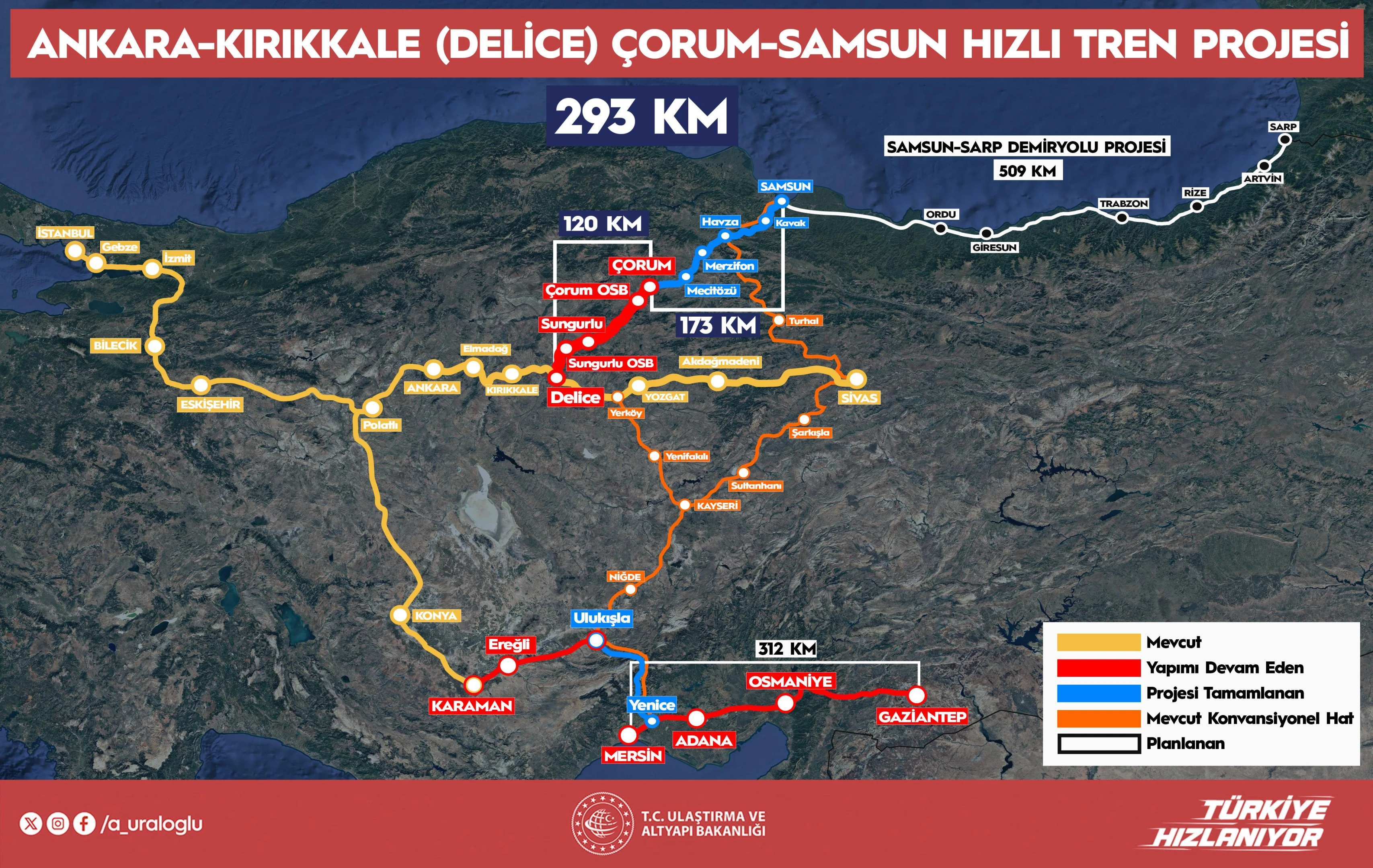 Kuzey Anadolu'ya ilk hızlı tren geliyor! Ankara-Samsun arası 2,5 saate düşecek