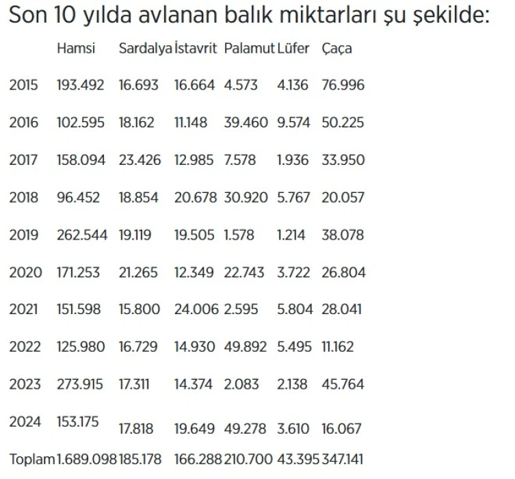 En çok avlanan balık etkili oldu