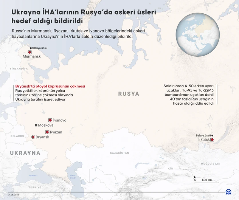Ukrayna İHA'larının Rusya'da askeri üsleri hedef aldığı bildirildi