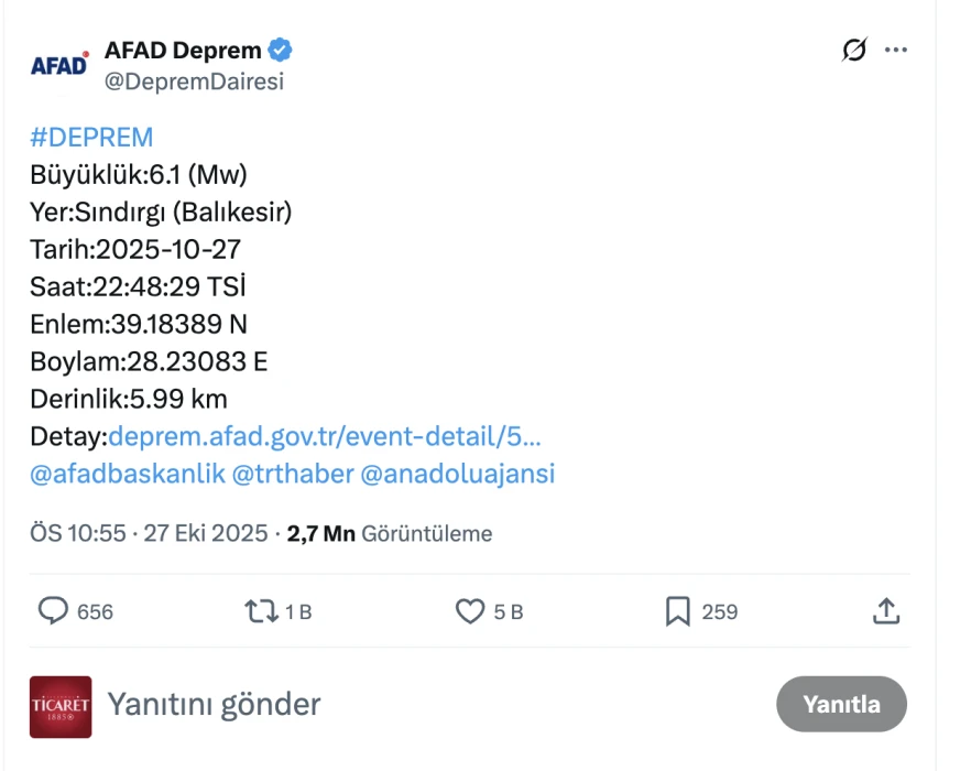 SON DAKİKA! İSTANBUL, BURSA VE ÇANAKKALE’DE HİSSEDİLEN DEPREM: Balıkesir sallandı