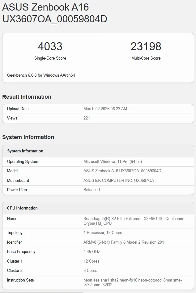 Snapdragon X2 Elite Extreme Geekbench 6 testinde göründü