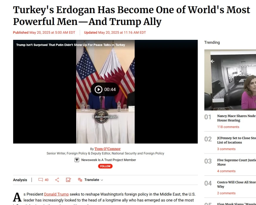 Dünyaca ünlü haber dergisi Newsweek yazdı: Erdoğan, kilit bir aktör haline geldi
