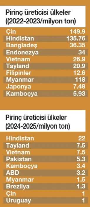 Dünya pirinç üretimi arz endişesine rağmen artıyor