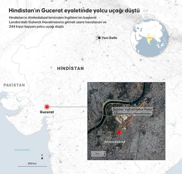SON DAKİKA: Hindistan'da yerleşim yerine yolcu uçağı düştü! 242 yolcu bulunuyordu