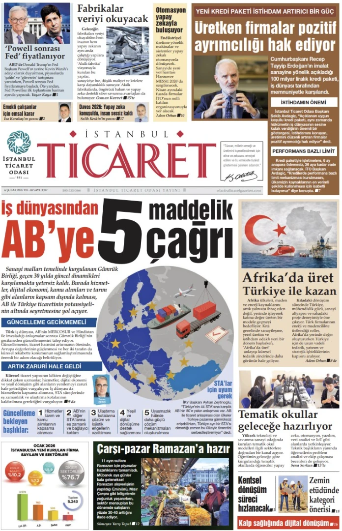 İstanbul Ticaret Gazetesi'nin 3397. sayısı yayımlandı!