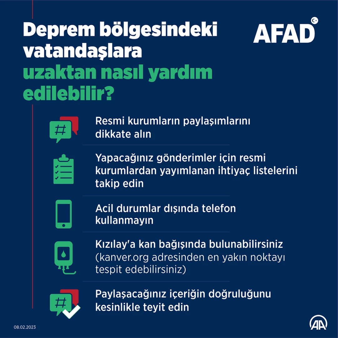 Deprem bölgesindeki vatandaşlara uzaktan nasıl yardım edilebilir?