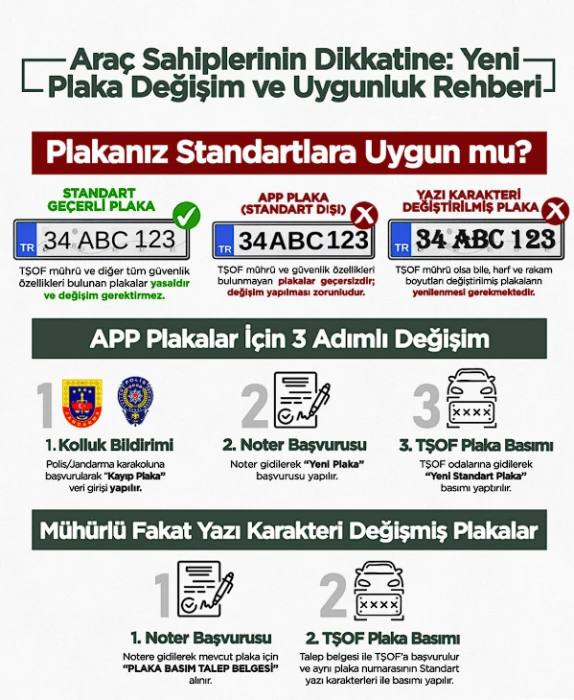 SON DAKİKA: APP plaka rehberi yayımlandı: Emniyet 3 adımda değişim sürecini açıkladı