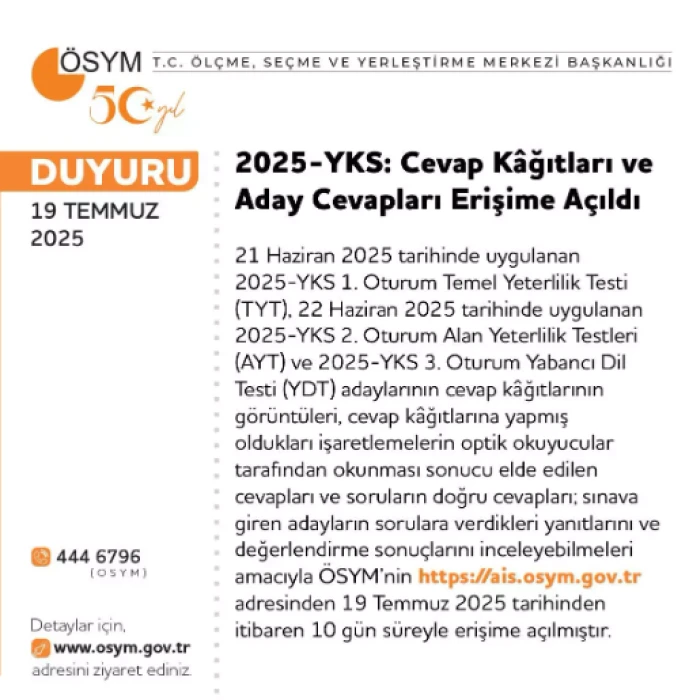 2025 YKS CEVAP ANAHTARI, KAĞITLARI ERİŞİME AÇILDI! 10 gün boyunca görüntülenebilecek