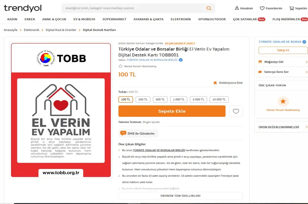 ‘El Verin Ev Yapalım’ kampanyasının dijital destek kartları Trendyol'da