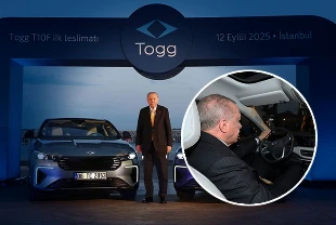 Cumhurbaşkanı Erdoğan'a Togg'un yeni modeli T10F hediye edildi: Test sürüşü yaptı
