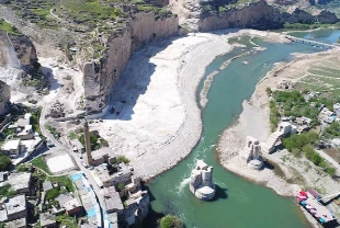 Hasankeyf'te tarihi yapılar dron ile görüntülendi