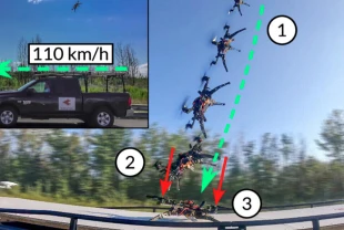 Korkusuz drone 110 km hızla giden bir araca iniş yapabiliyor