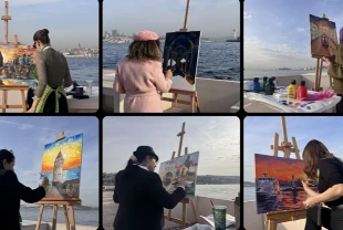 Öğretmenler Kız Kulesi'nden İstanbul'u tuvallerine yansıttı