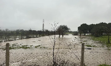 Sağanak yağış nedeniyle köy yollarında çökme meydana geldi