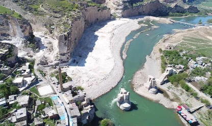 Hasankeyf'te tarihi yapılar dron ile görüntülendi