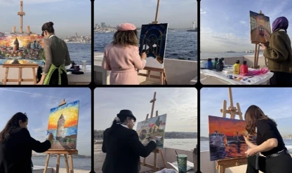 Öğretmenler Kız Kulesi'nden İstanbul'u tuvallerine yansıttı
