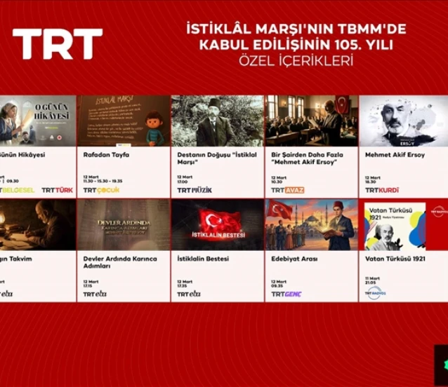 İstiklal Marşı'nın kabulünün 105. yıl dönümüne özel birçok yayın hazırlandı