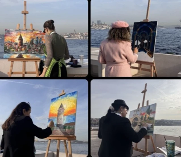 Öğretmenler Kız Kulesi'nden İstanbul'u tuvallerine yansıttı