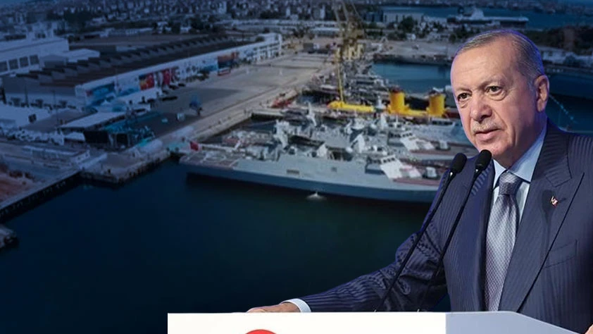 Cumhurbaşkanı Erdoğan 'tarihimizde bir ilk' diyerek açıkladı: NATO ve AB ülkesine savaş gemisi ihraç edildi