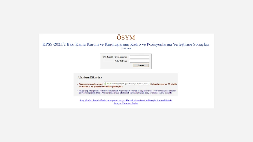 KPSS 2025/2 tercih sonuçları açıklandı: Adaylar ÖSYM’den sorgulayabilecek