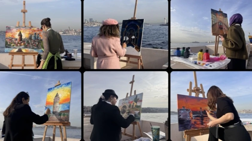 Öğretmenler Kız Kulesi'nden İstanbul'u tuvallerine yansıttı