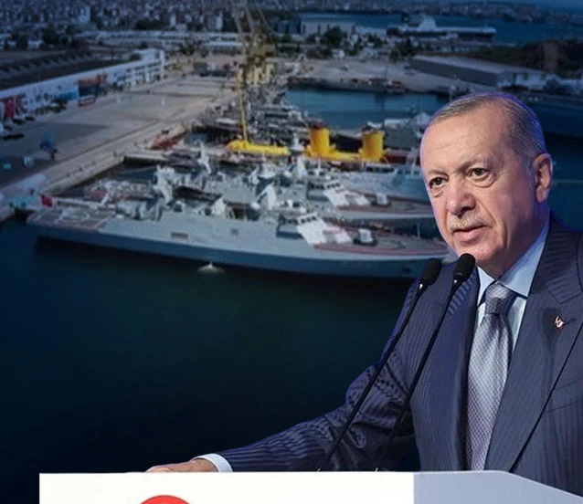 Cumhurbaşkanı Erdoğan 'tarihimizde bir ilk' diyerek açıkladı: NATO ve AB ülkesine savaş gemisi ihraç edildi