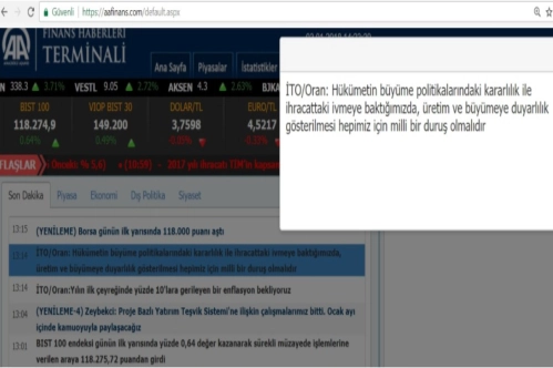 İTO/Oran: Hükümetin büyüme politikalarındaki kararlılık ile ihracattaki ivmeye baktığımızda, üretim ve büyümeye duyarlılık gösterilmesi hepimiz için milli bir duruş olmalıdır İTO/Oran: Hükümetin büyüme politikalarındaki kararlılık ile ihracattaki ivmeye baktığımızda, üretim ve büyümeye duyarlılık gösterilmesi hepimiz için milli bir duruş olmalıdır