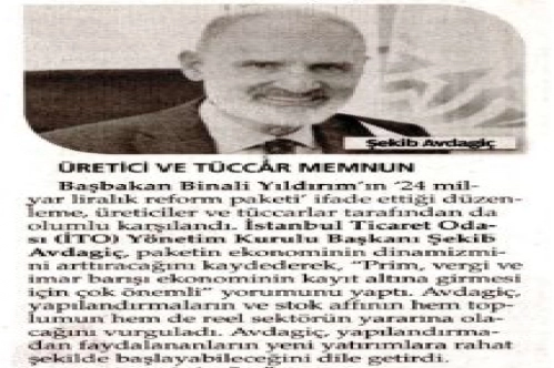 Üretici ve tüccar memnun Üretici ve tüccar memnun