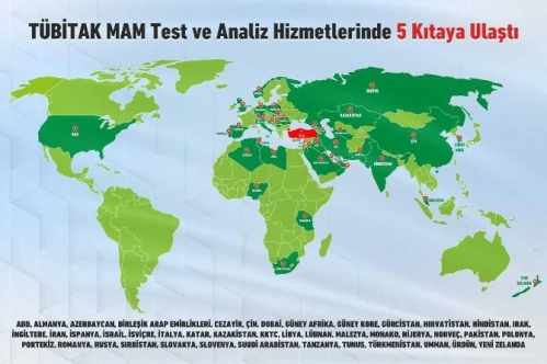 TÜBİTAK MAM test ve analiz hizmetlerinde 5 kıtaya ulaştı TÜBİTAK MAM test ve analiz hizmetlerinde 5 kıtaya ulaştı