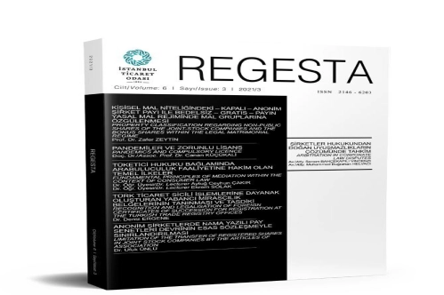 REGESTA Ticaret Hukuku Dergisi TR Dizin indeksine girdi REGESTA Ticaret Hukuku Dergisi TR Dizin indeksine girdi
