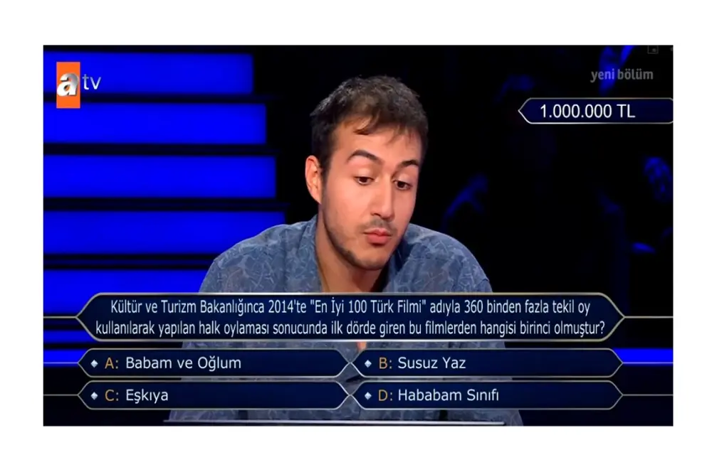 En İyi 100 Türk Filmi birincisi: İşte 1 milyonluk soru ve cevabı! En İyi 100 Türk Filmi birincisi: İşte 1 milyonluk soru ve cevabı!