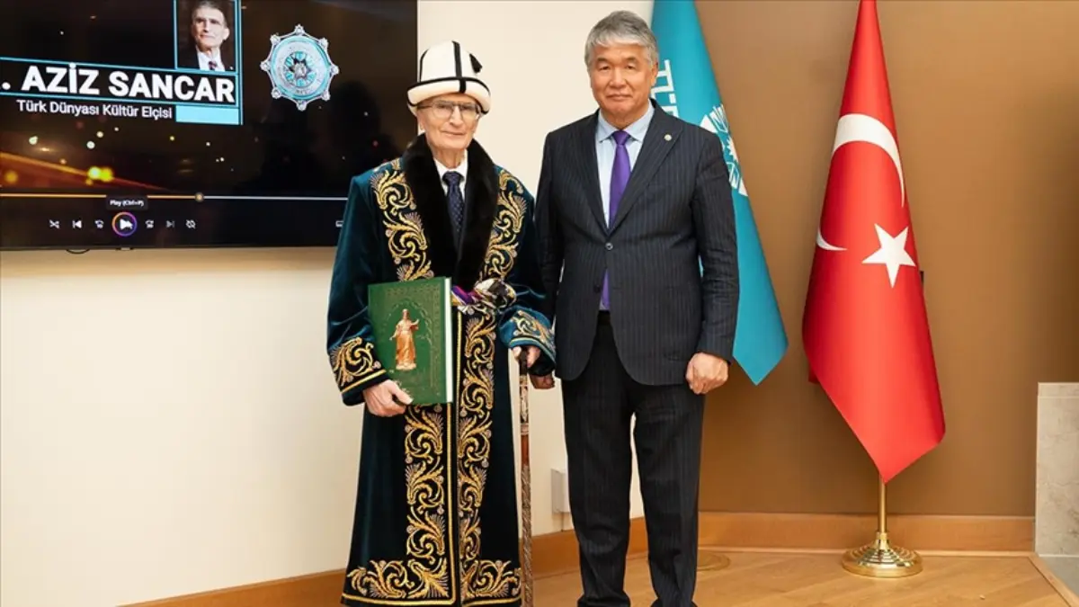 Aziz Sancar’a 'Türk Dünyası Kültür Elçisi' ünvanı verildi Aziz Sancar’a 'Türk Dünyası Kültür Elçisi' ünvanı verildi