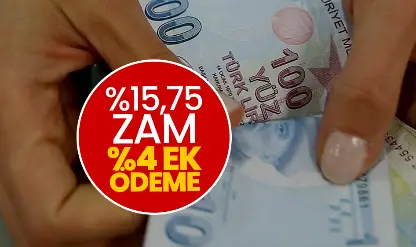 Emekliye yüzde 15,75 zam ve yüzde 4 ek ödeme!
